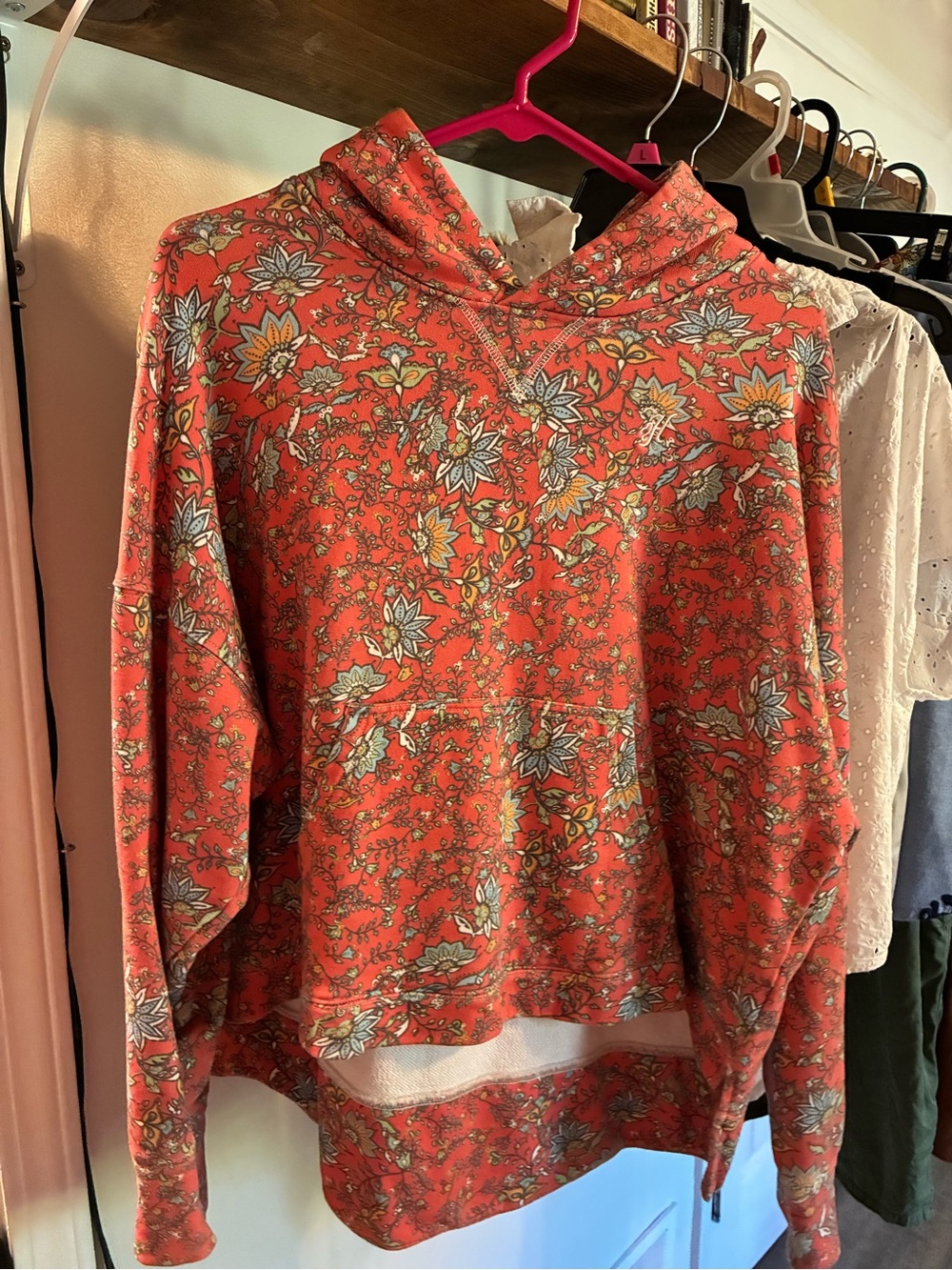Hooey Coral Floral Hoodie Pullover